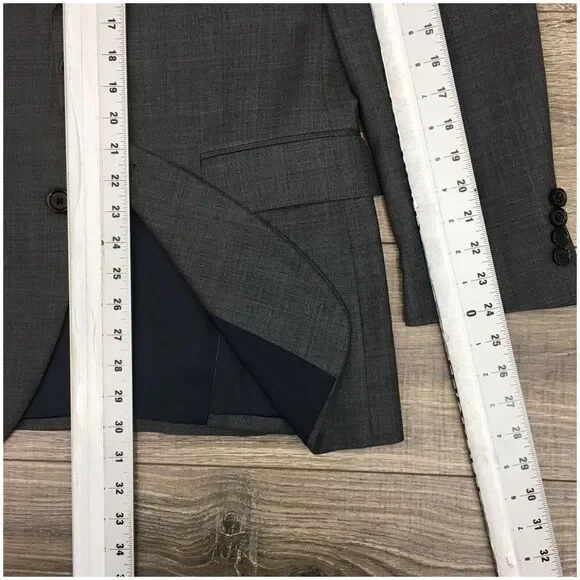 J CREW Mens Blazer Sport Coat Casual Jacket Size 38R‎ Gray Wool Suit THOMPSON